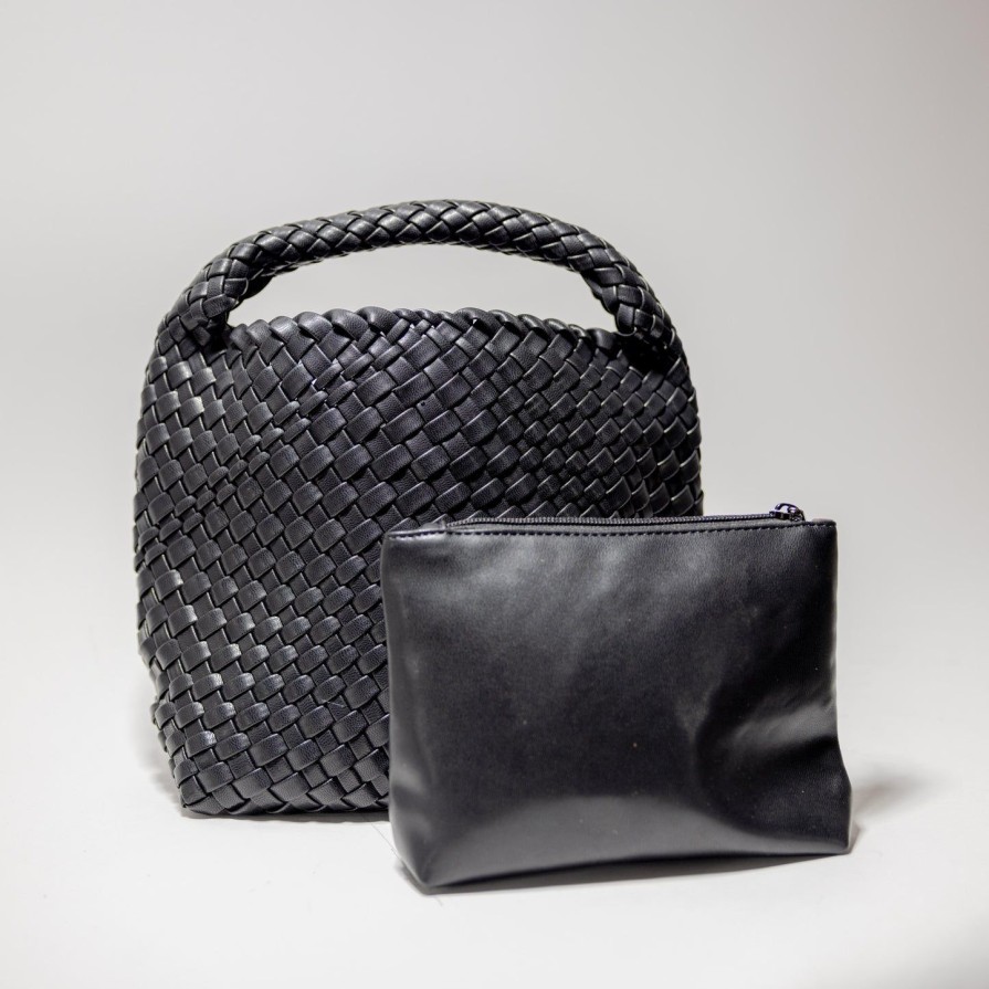 Women SHOE MARKET | Woven Hobo-Black