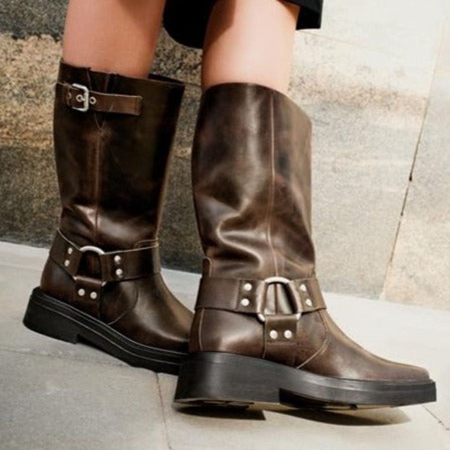 Women VAGABOND SHOEMAKERS | Vagabond Eyra Moto Boot Mud