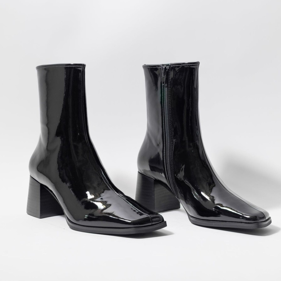 Women JEFFREY CAMPBELL | Jeffrey Campbell Slique - Sh Ankle Boots Blk Patent