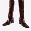 Women INTENTIONALLY BLANK | Ib Tgif Tall Leather Embossed Boots Maroon